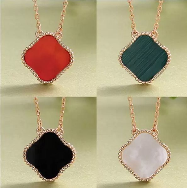 Van motif Collier designer trèfle à quatre feuilles pendentif colliers Anti Allergie Double Face Portable Trèfle Mode Féminine Simple Maille Rouge Coréen Collier Chaîne cleef