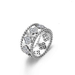 Anillos de diseñador de Van Ring 18k 4/Cuatro anillos de hoja Estilo Full Diamond Classic Kaleidoscope Ring para mujeres Regalo de boda