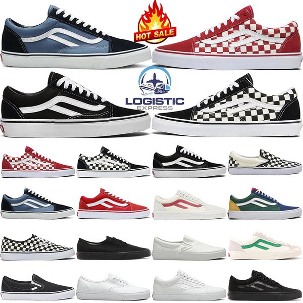 Zapatos de furgonetas viejos lienzos skool calzado casual para mujeres diseñadores de og skateboard skaten negro sobre blancos azul rojo plano plano zapatillas para hombres entrenadores deportivos al aire libre