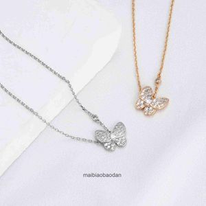 Vancclfe Designer Luxury ketting vlinder Butterfly volledige diamant dames mode veelzijdige Koreaanse editie met inbedden hoogwaardige liefdeskraagketen