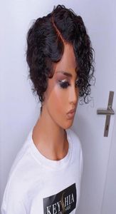 Vancehair 13x6x1 t Partie Front Lace Wig Wig Curly Remy Remy Hair Wigs Pré-cueillette Pixie coupé en couches 150 densité51562389703587