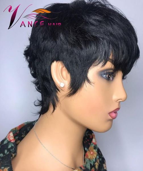 Vancehair pleine Machine perruque 150 densité cheveux humains courte coupe de lutin couches perruques pour women1493508