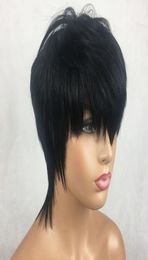 Vancehair Short Pixie Cut Straight Remy Human Heuv Hair Wigs for Women 150lessles pas Lace Wig7874468