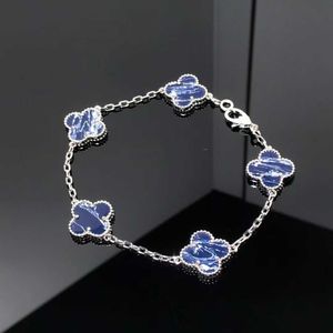 VanCF collier de luxe diamant Agate or 18 carats nouvelle pierre quatre feuilles herbe cinq fleurs Bracelet femmes épais plaqué or