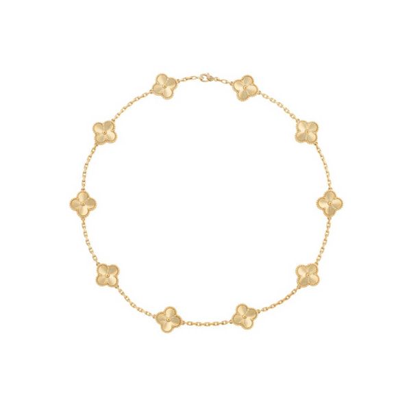 Collier VanCF luxe diamant Agate or 18 carats collier de fleurs d'agate noire avec chaîne de trèfle double face marque de luxe 999