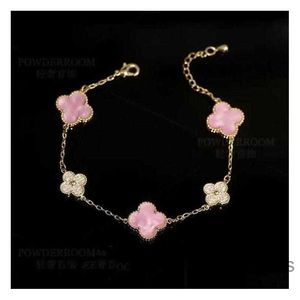 Vanclef Cleef Van Pulsera De Trébol Pulseras Con Dijes Pulsera De Trébol Brazalete Joyería Placa Rosa Hierba De Cuatro Hojas Micro Incrustaciones Con Circón Pequeño Fresco Dulce Y