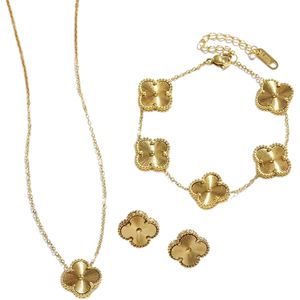 Collier Vanclef 4 Four Clover Luxury Designer Collier Bijoux Set Pendant Vanclef Bracelet Vanish Colliers de mode Stud Femmes Femmes Tree-Piece 465