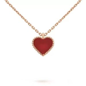 Collier vanclef collier pendentif collier de créateur bijoux argent sterling rose rose plaqué quatre feuilles Colliers de créateurs en forme de coeur rouge pour le mariage de la femme 934