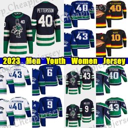 Vancouver''Canucks''43 Quinn Hughes Reverse Retro hockey jersey 40 Elias Pettersson Ethan Bear Brock Boeser Thatcher Demko Nils Aman Mogilny Trevor