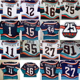 16 Ziggy Palffy Fisherman Jersey con parche 25 3 Chara 11 Darius Kasparaitis 14 Armstrong 44 Bertuzzi 34 Berard 35 Salo 51 Korolev Camisetas de hockey personalizadas