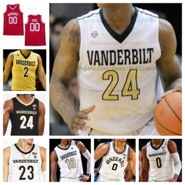 Vanderbilt Commodores basketbalshirt NCAA gestikte jersey Elk naamnummer Heren Dames Jeugd Geborduurd 5 Ezra Manjon 1 Colin Smith 2 Ven-Allen Lubin 3 Paul Lewis