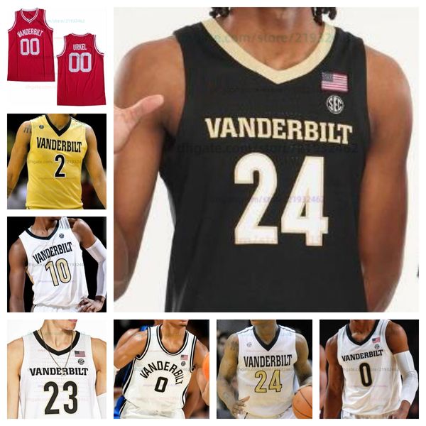 Vanderbilt Commodores Basketball Jersey NCAA Jersey cosido Cualquier nombre Número Hombres Mujeres Jóvenes Bordado 25 Millas Keeffe 35 Carter Lang 34 Lee Dort 0 Tyrin Lawrence