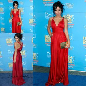 Vanessa Hudgens High School Musical Red Carpet Night Robe V Neck Floor Longueur Special Occase Dress Célébreuse Party Robe4491470