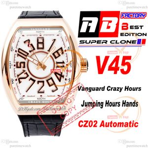 Vanguard Crazy Hours CZ02 Automatic Mens Watch Rose Gold White Dial 3D Black Number Markers Gummy Strap Super Ediiton Puretime Reloj Hombre Montre Homme Ptfm