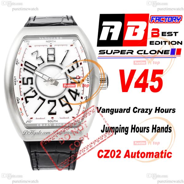 Vanguard Crazy Hours CZ02 Automatic Mens Watch Arey Case White Dial 3D Black Number Markers Gummy Strap Super Ediiton PureTime Reloj Hombre Montre Homme Ptfm