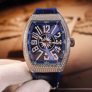 Vanguard Watch New Men's Collection V 45 SC DT Yachting Silver Diamond Bezel Blue Dial Automatic Mens Watch Leather Rubber For Timezonewatch E19a1
