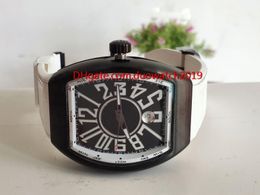 Venta de relojes de vanguardia Nuevo PVD Caja de acero negro V45 SC DT GLACIER AC BR.GL Reloj automático con esfera negra para hombre Relojes con correa de caucho de cuero