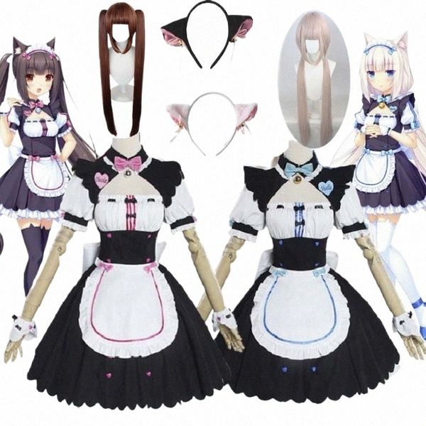 Traje de cosplay de vainilla en stock Maid Dr Maid Outfit NEKOPARA Chocola Vanilla OVA Maid Game Uniform Cat Neko Girl Women A6vt #