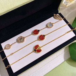 Vanish Designer Van Clover High Version V Gold Seven Star Ladybug Five Flower Vanity Case Bracelet Womens Single White Fritillaria Red Agate