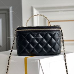 Embrayage de boîtier de vanité avec sac de chaîne Sac cosmétique 10a Miroir du sac de maquillage de concepteur d'origine avec boîte C404