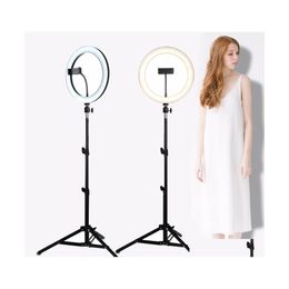 Vanity Lights Led Selfie Ring Light Studio P oography o Gevuld dimpel met statief gebruikt voor telefoon Yutube make -up live video drop deli DHCGRGRGRG