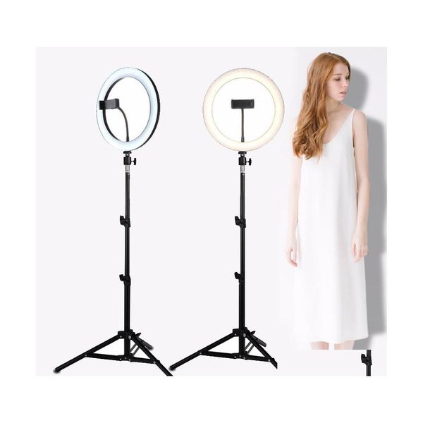 Vanity Lights Led Selfie Ring Light Studio P Ography O Lleno regulable con trípode utilizado para teléfono Yutube Maquillaje Video en vivo Drop Deli Dhcgr