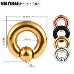 Vanku 10 pièces bouchons d'oreille et tunnels en acier inoxydable grande taille anneaux de cerceau captifs nez mamelon Piercing bijoux de corps 240127