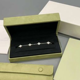 vanly cleefly Sterling zilveren hoge mini-grasbloemarmband met vier bladeren voor dames met volledige diamant, klein en elegant cadeau