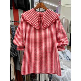VANOVICH Style coréen Robe d'été pour femmes Mignon Plaid Mode Dames Casual Coton Sauvage Femmes Vêtements 210615