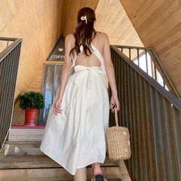 Vanovich mouwloze backless jurk vrouwen sexy zomer europa katoen ladiees effen kleur kleding 210615