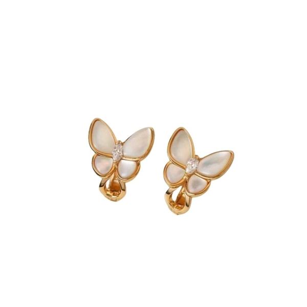 Vans Cleef boucles d'oreilles design femmes qualité originale charme or haute boucles d'oreilles papillon pour femmes nouvelle oreille blanche avec boucles d'oreilles