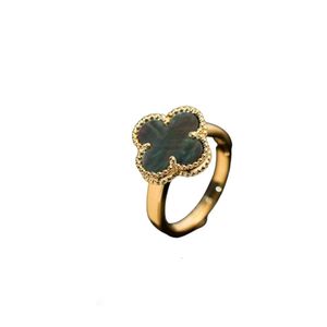 Van Clover Designer Ringen Voor Vrouwen Originele Kwaliteit Bandringen Gouden Vierbladige Grasring Zilveren Veelzijdige Trendring