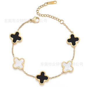 Vans Fashion Clover Fanjia High Edition 18K Four Leaf Grass Five Flower Collier Bracelet Colorful Gold Agate Fritillaria tiktok Live Online