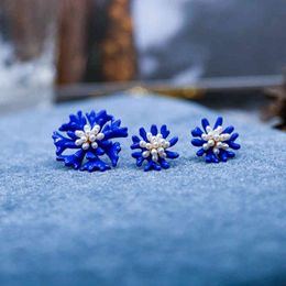 Vanssey mode-sieraden blauwe bloem korenbloem bluebottle natuurlijke parel broche pin bruiloft accessoires voor vrouwen 2020