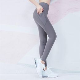 Vansydical – collants de course solides avec poches pour femmes, Leggings de Yoga extensibles, taille haute, pantalons de Jogging, contrôle du ventre, 1289e