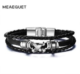 Vantage Bracelet en cuir de couleur noire Men039s Vague de bracelet Traide