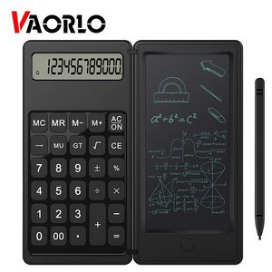 VAORLO Foldable Calculator & 6 Inch LCD Writing Tablet Digital Drawing Pad 12 Digits Display with Stylus Pen Erase Button Lock 220510