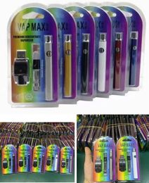 Batería de precalentamiento VAP MAX 350 MAH 3,4 v-4,0 v embalaje de plástico de poste 510 hilos con cartucho de vidrio de 0,5 ml batería de pluma vape