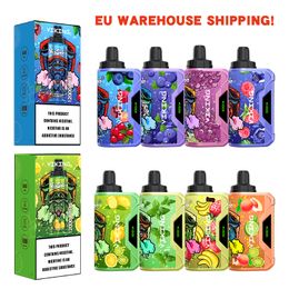 Vape Jetable Puff 12000 Vapes Écran d'affichage de l'entrepôt de l'UE 15 saveurs avec réglage du débit d'air Rechargeable et goût de fruit réel E-cigarette Viking Vaper Puffs Bar