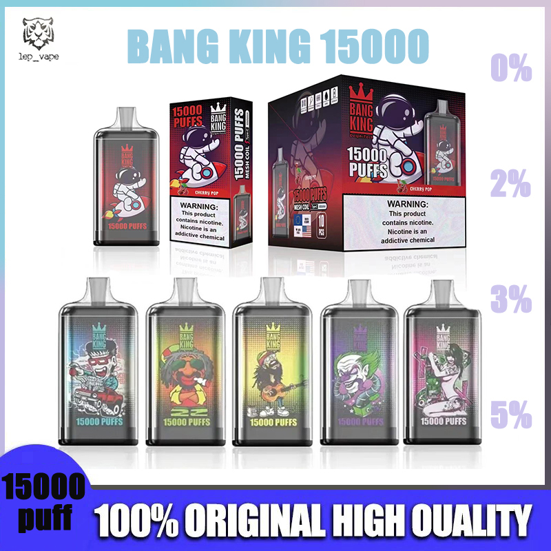 Vape Original Bang King 15000 Puffs Vape Einweg-E-Zigaretten 0% 2% 3% 5% Puff 15k 25ml 650mAh wiederaufladbarer Akku Vaper Pen