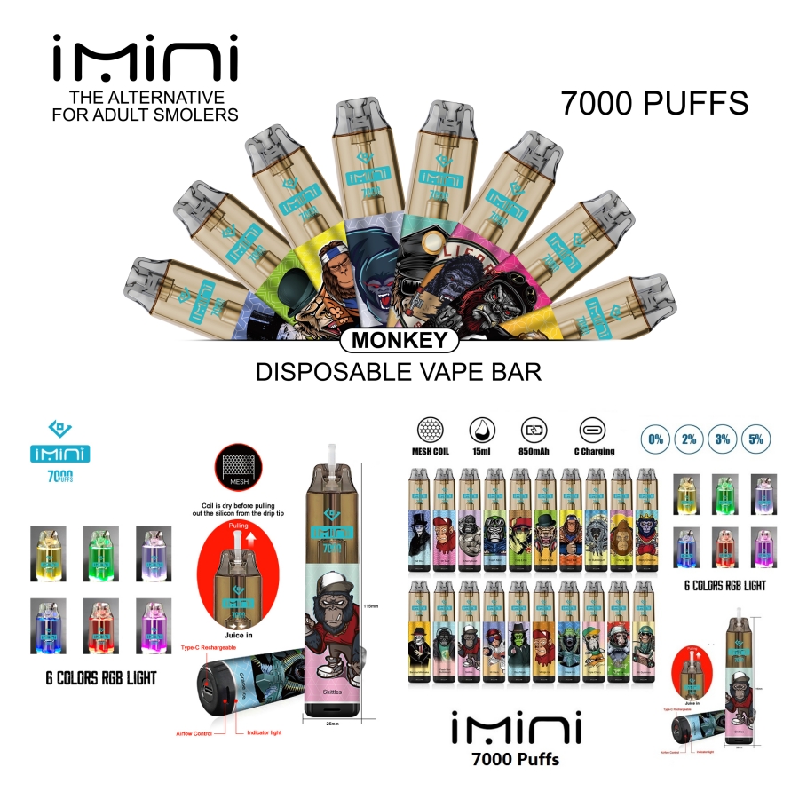 Vape Pen Imini Wholesale Air Glow Blast 7000puffs 15ml Rechargeable