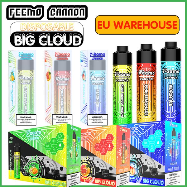 Kit de démarrage de vaporisateur Vape EU Vendeur chaud Feemo Cannon cigarette électronique jetable 18 ml pod jetable vape 0,5 ohm vaping Big Cloud pod avec 0,8% nic e-juice prix de gros