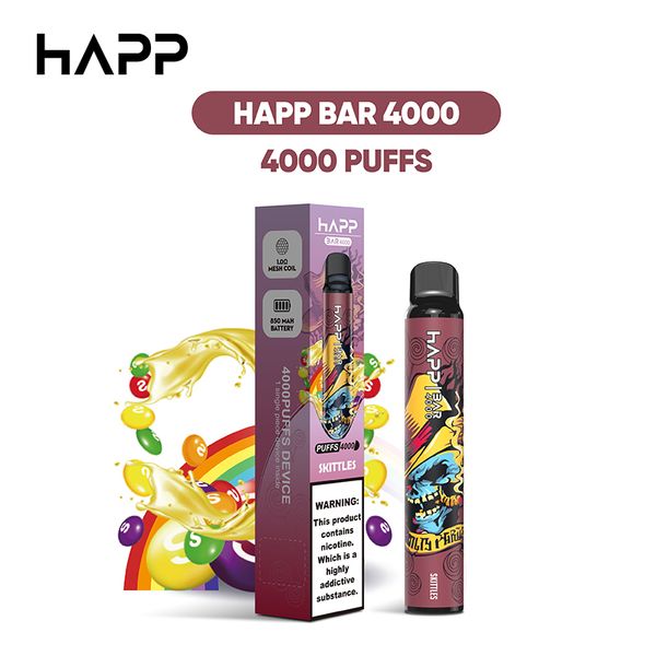 Vape en gros Chine 4000 Puffs Bar E-Cigarettes jetables 2% 5% préremplies E Juice Vaper Mesh Coil Desechables vapers 4k bouffées 15 saveurs nouveau design