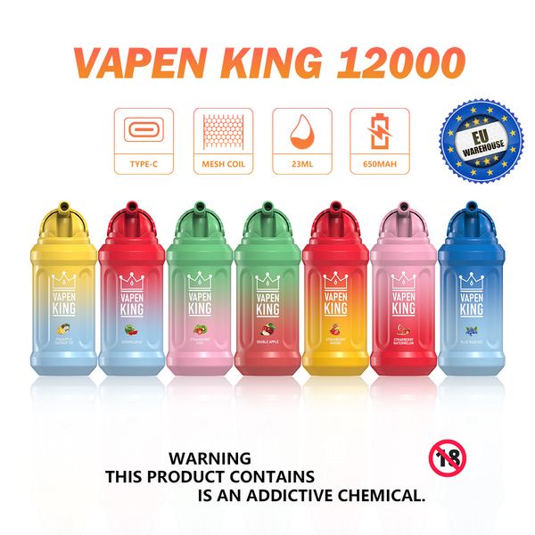 Vapen Bang King 12000 Puff E Cigarettes 23 ml Pod Prérempli 650 mAh Batterie Rechargeable Puff 12K Tornado Shisha Jetable Vape Pen EU Fast Ship