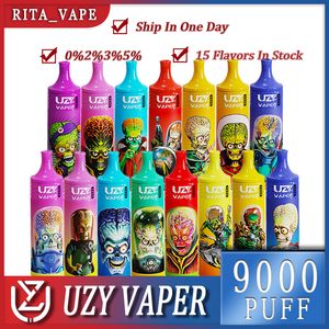 VAPER 9000 Puffs Puff 9000 9k jetable NOUVEAU !Les cigarettes électroniques UZY originales comportent une bobine de maille de 18 ml, un stylo jetable, Tornado 9000 0 2 3 5%, rechargeable, 850 mAh, RVB