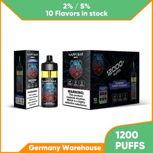 Vaper Pen 2% 5% Mesh Coil Vape Jetable E Cigarette 12000 Puff Bar 16ml Eliquid Prérempli Pod Éclairage LED Nre Design 650mAh Batterie Rechargeable Vape Dispositif