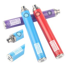 Authentieke ego-batterijen 1300 mah ugo t3 510 draad vape pen voorverwarming variabele spanning Dubbele oplader poort passthrough ecig voor cartridges met dikke olievelingen