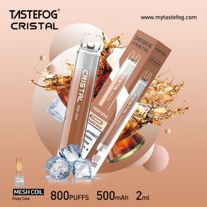 Vapers Desechable Vape Pen jetable Tastefog Cristal 800 bouffées 2 ml Tpd RoHS CE E-Cigarette Chine Usine de gros pour l'Europe