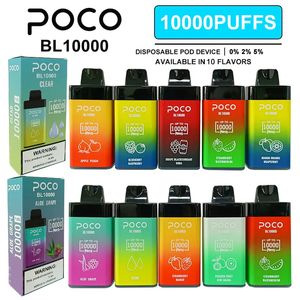 Vapes POCO BL10000 Bladerdeeg Wegwerp Vape-smaak Bosbessenbladerdeeg Herlaadbare E Cigarrillo Vape 15 ml sap Pocovape soezen 10k vaper