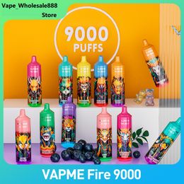 VAPME FIRE 9000 Vape jetable Mesh Coil E Cigarettes 18 ml Pod Type-C Port Batterie rechargeable 12 Saveurs 0% 2% 3% 5% Vaporisateur